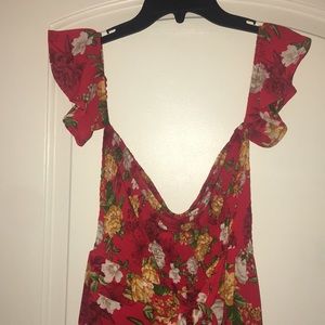 Floral print faux wrap dress